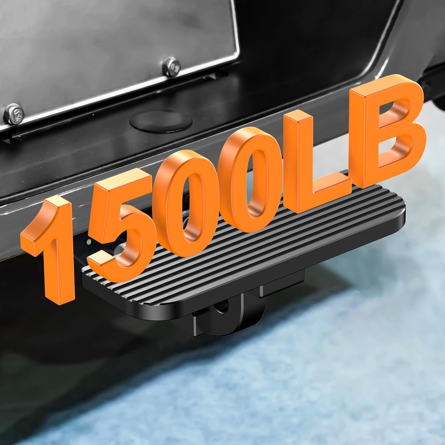 Hitch Step with Slider - for 2 inch Receiver, Rear Bumper Guard Protector, Compatible with 3/4" D-Rings or Soft Shackle, for Trailer Tow SUV Pickup, Black - Image 2