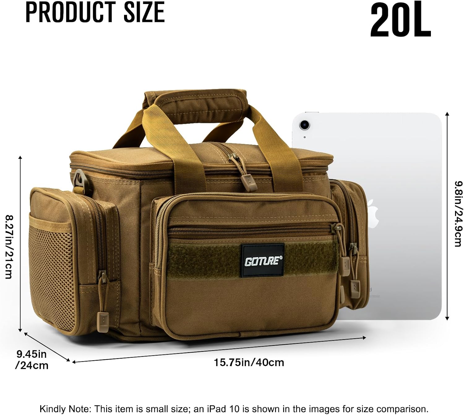 Goture Fishing Tackle Bag, Freshwater Saltwater Small Fishing Bag, Khaki image 4