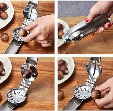 HYG Stainless Steel Nutcracker, 304 Chestnut Clip, Multifunction Nut Opener for Walnut, Pistachio, Macadamia, etc.