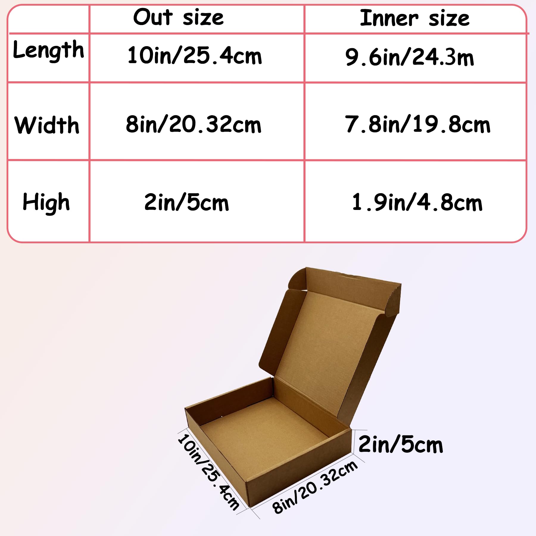 Confezione da 25 scatole di cartone ondulato marrone per piccole imprese, perfette per compleanni, matrimoni, feste, libri, regali, vestiti, design pieghevole per una facile conservazione