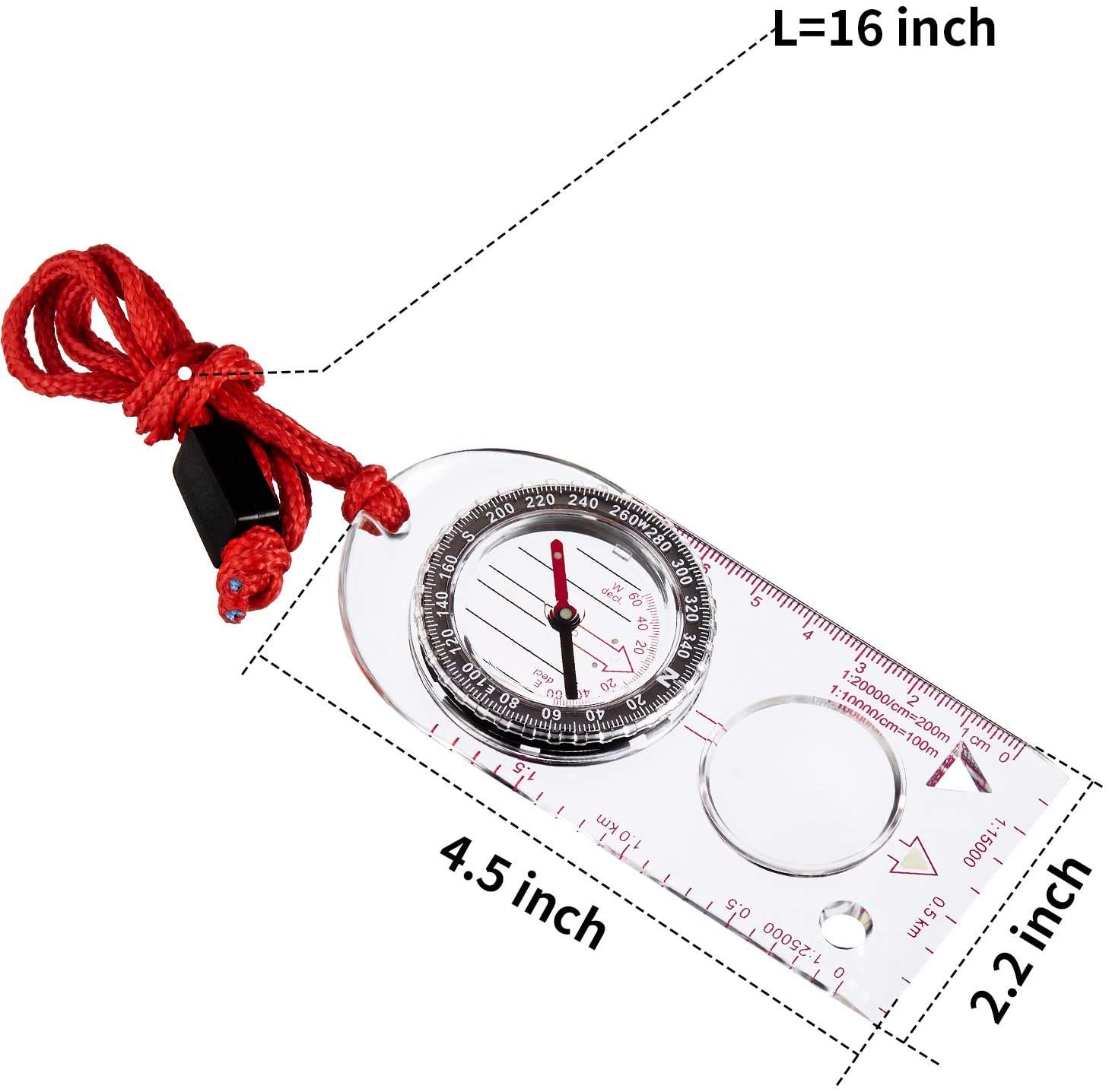 Boussole De Randonnée Avec Déclinaison Réglable Pour La Lecture De Cartes, La Navigation, La Course D'orientation Et La Survie