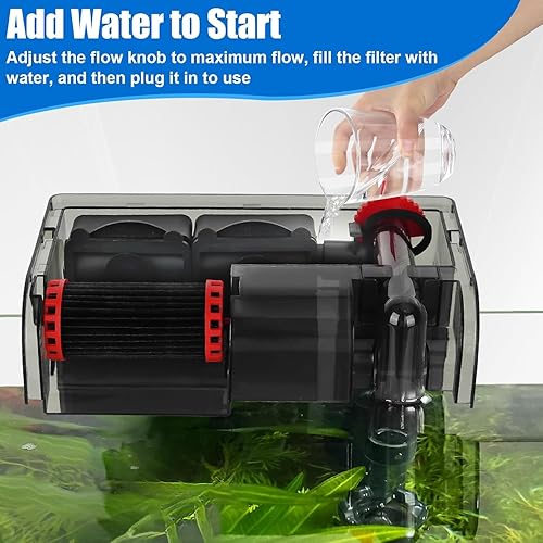 Miniatura 6 de AQQA Filtro de acuario de 10 a 30 galones con potencia de rueda biológica, filtro de acuario para colgar en la parte posterior, filtro de placa de