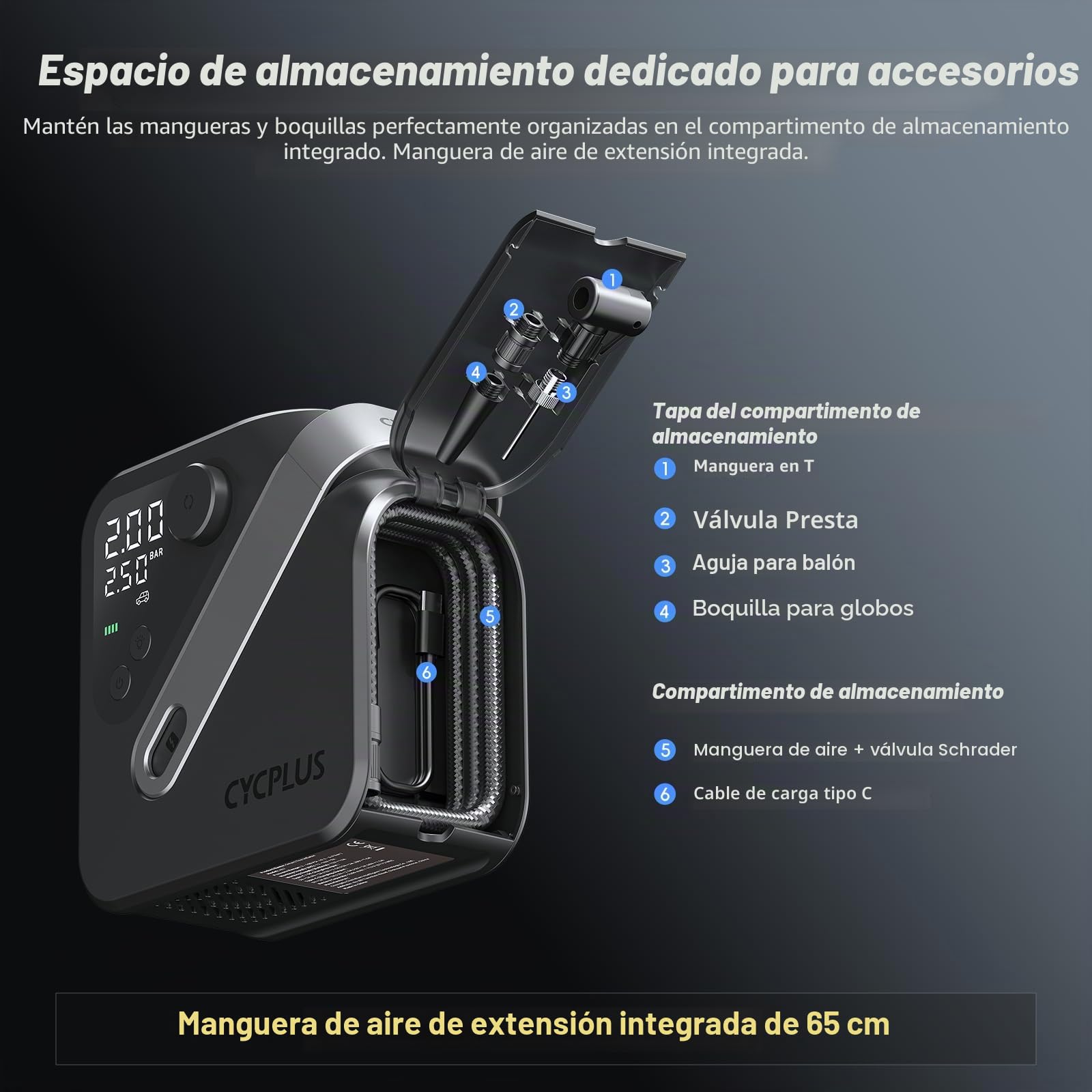 CYCPLUS AL7 Inflador Neumáticos Compresor Alta Potencia Doble Uso