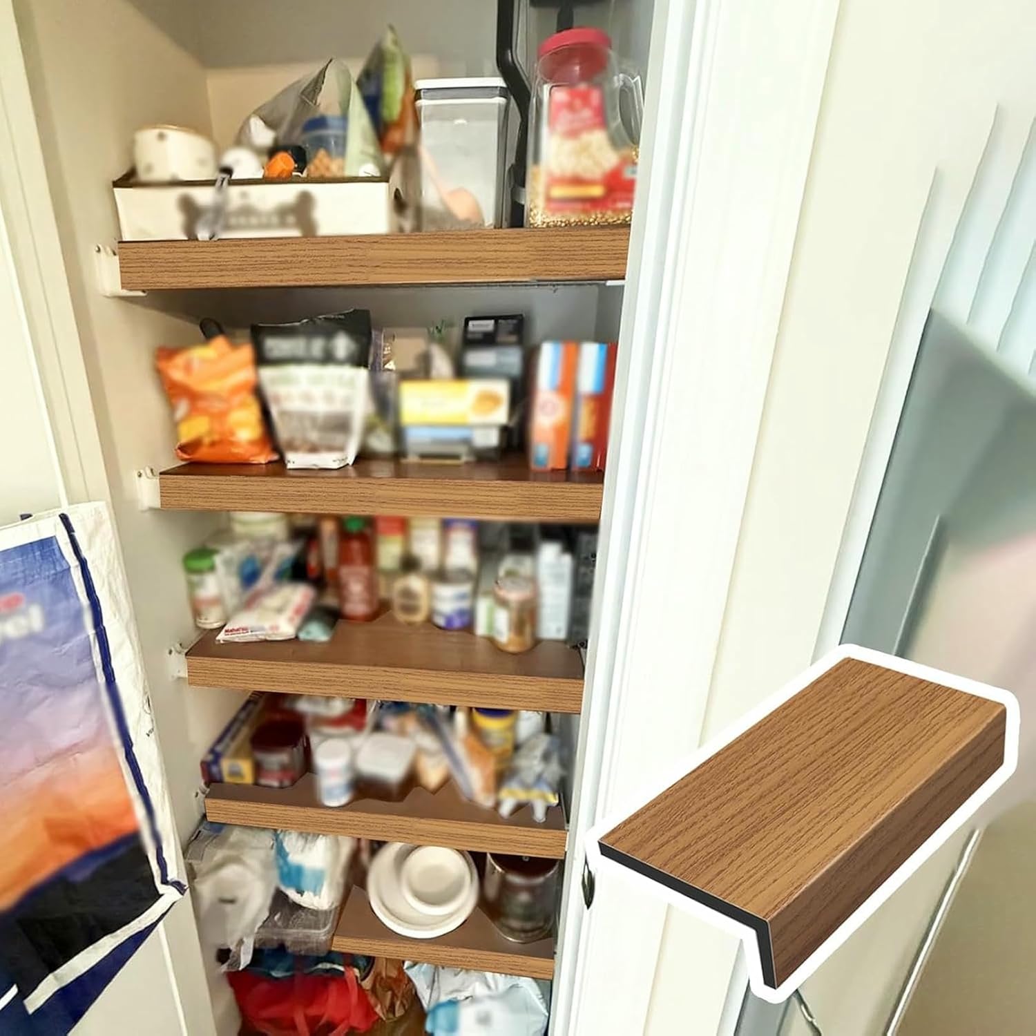 1/4/5pcs Retro Wire Rack Covers for Pantry, Waterproof Kitchen Wire Shelf Cover with Wood-Look, Laundry Room Storage Room Bathroom Decoration Shelf