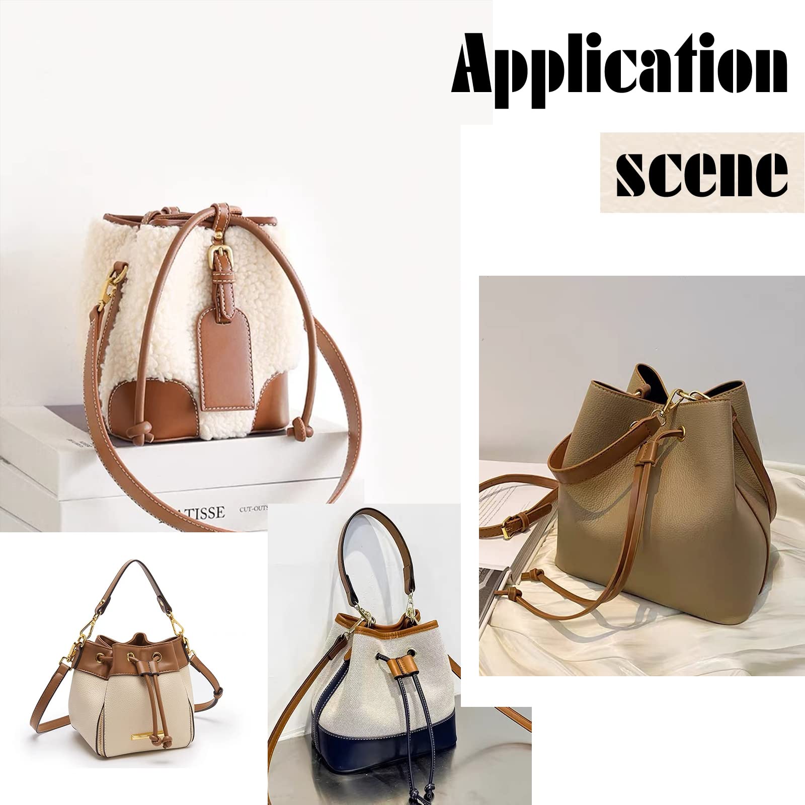 WADORN 4 pz Borse in Pelle Fai-da-Te Set per Maglieria all'Uncinetto, Kit da Cucito per Borsa Artigianale in Pelle con Fondo Borsa in Pelle, per Borse A Tracolla Artigianali Fai-da-Te, Marrone