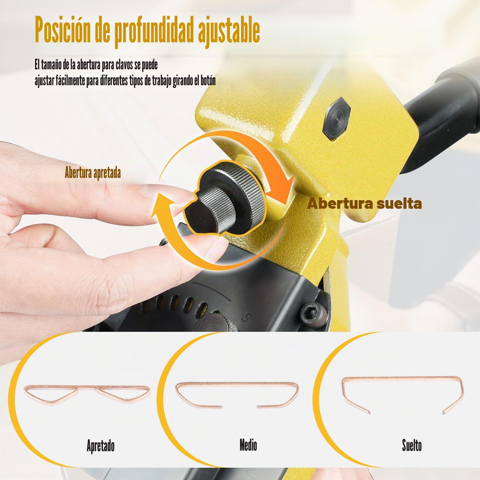 HB3518 Grapadora Manual para Cerrar Cajas de Cartón con Extractor de Grapas, Calibre 16, Corona de 34.7mm, Máquina de Grapar Cajas de Cartón para Plegado | Sin compresor, ligera en magnesio, profundidad ajustable para cartones, con extractor y empujador
