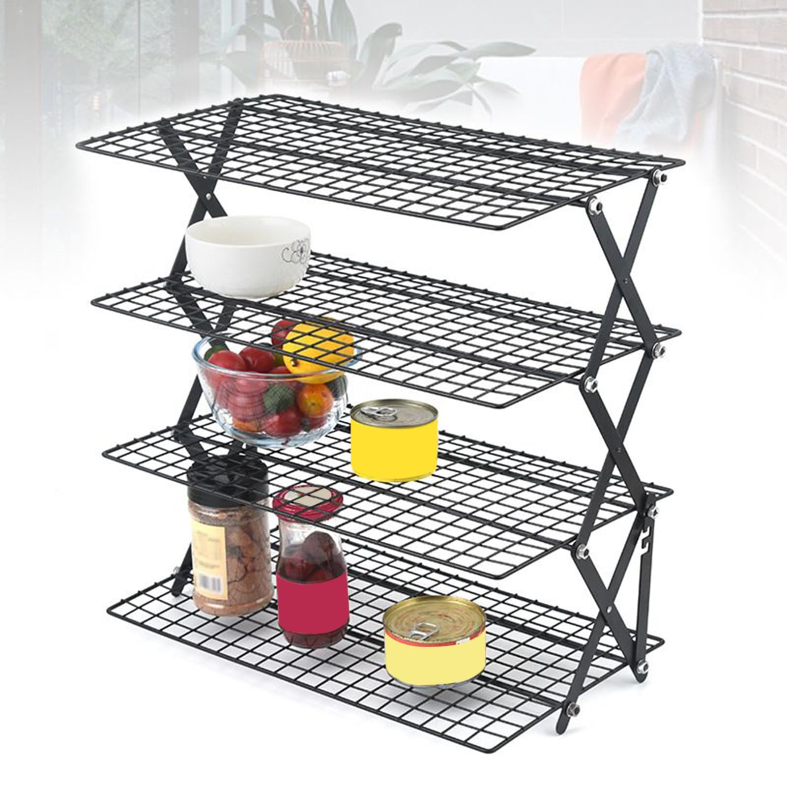 Grilles de Refroidissement pour Pâtisserie Pliable Étagère Empilable 4 | Grille Barbecue Rôtissage Accessoires Cuisine Pour Pâtissiers Fête Rôtissage Grillade Pizza Dessert Fruits Légumes