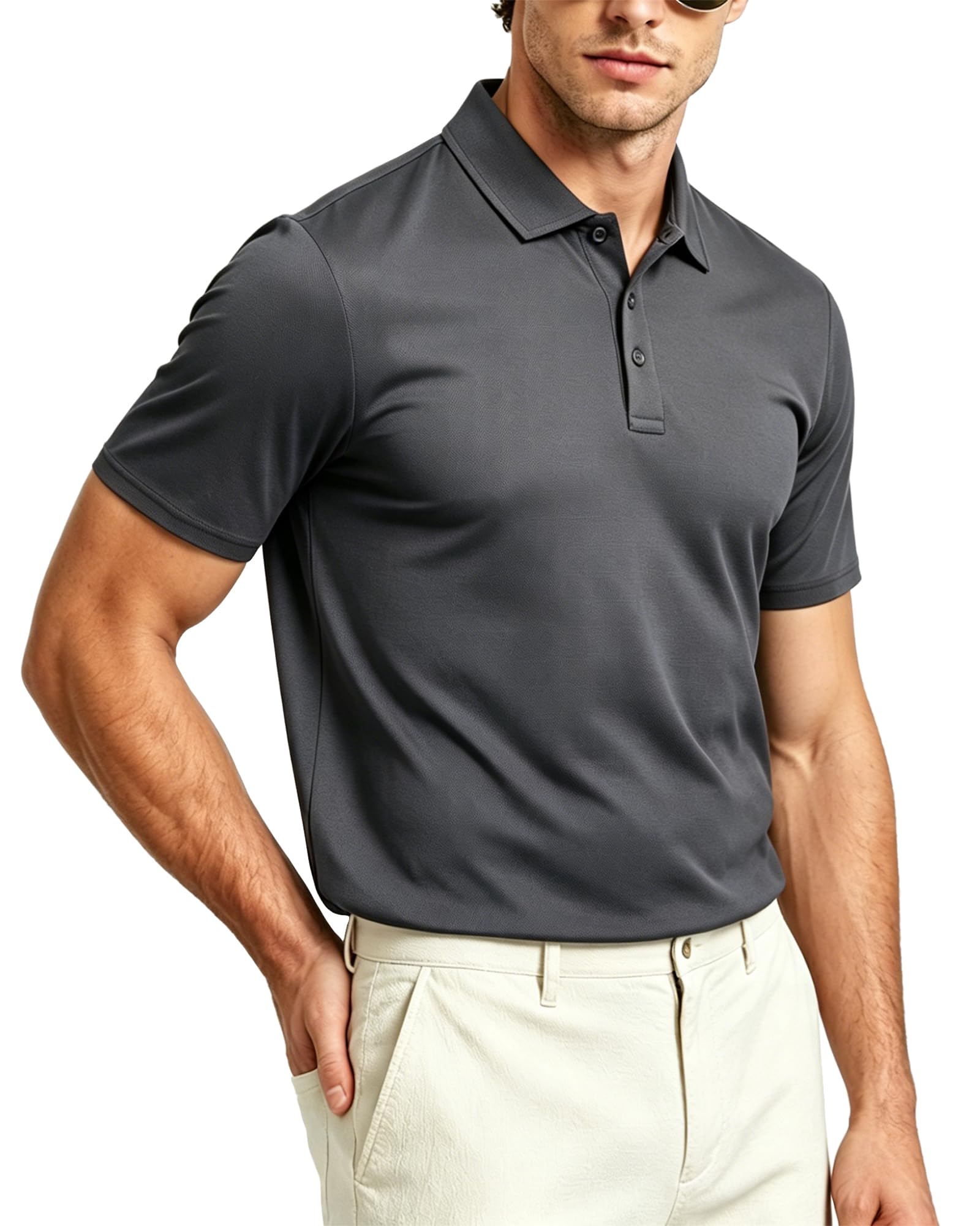 Tansozer Poloshirt Herren Sport Atmungsaktiv Funktion Kurzarm Schnelltrocknend
