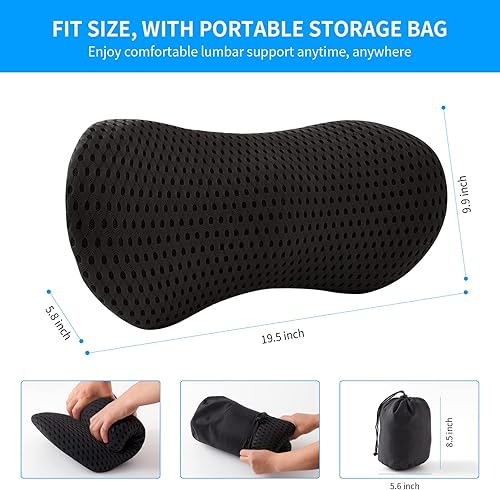 Miniatura 7 de Almohada lumbar, almohada de apoyo lumbar de espuma viscoelástica para silla de oficina y asiento de automóvil, almohada de apoyo para aliviar el