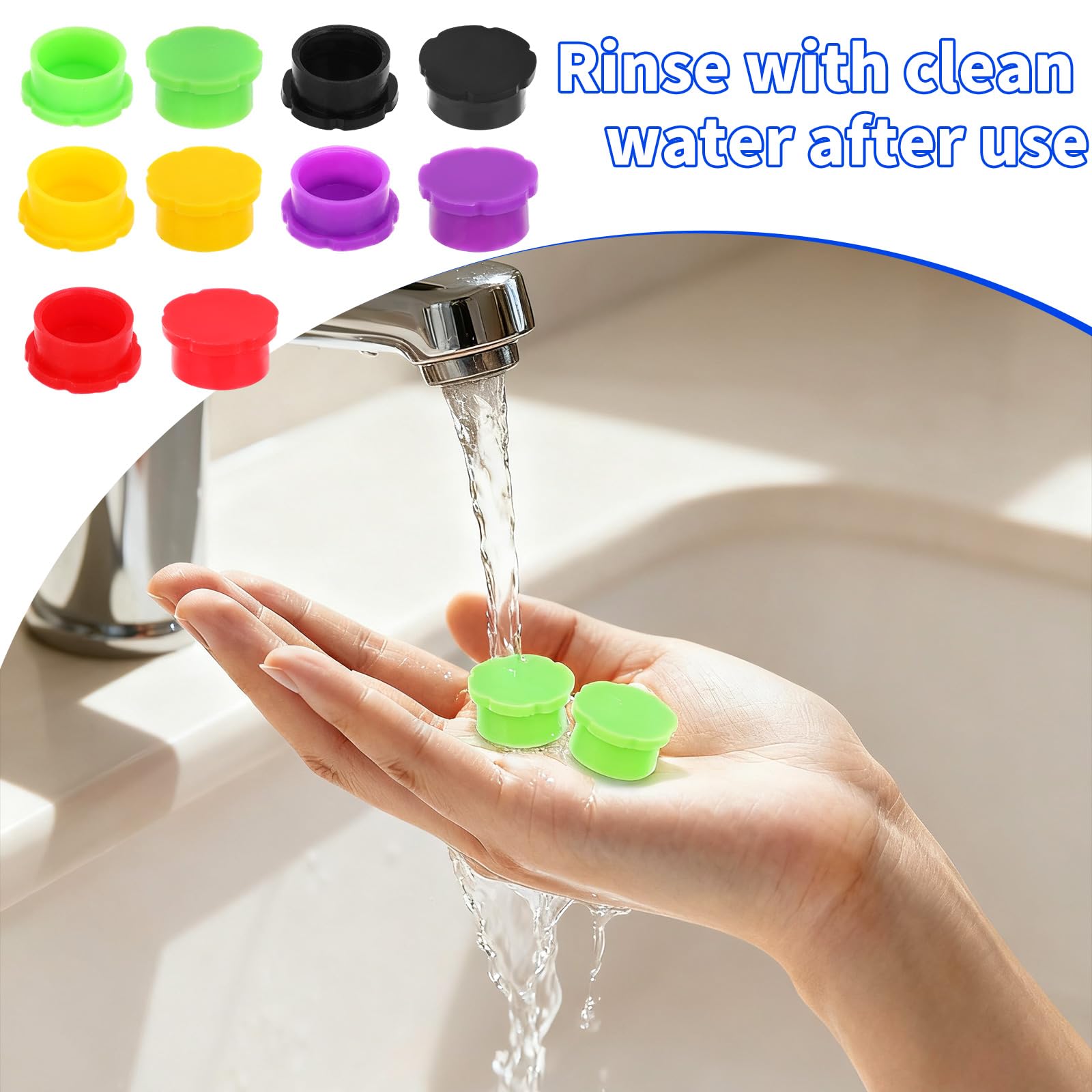10pz Tappi Protettivi Fiale in Vetro 3ml, 5 Colori Coperchi in Silicone a Prova Perdite e Riutilizzabili Fiale per Iniezione per Conservazione Oli Essenziali e l'Uso Laboratorio
