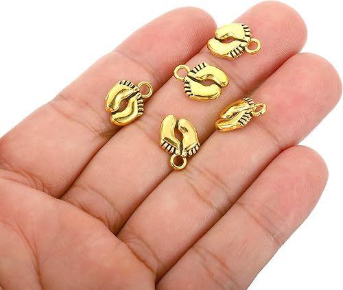 Miniatura 4 de PATIKIL 100 piezas de dije de huellas, mini dije de huella, dije de metal vintage a granel, lindo bricolaje para hacer joyas, pulseras y aretes