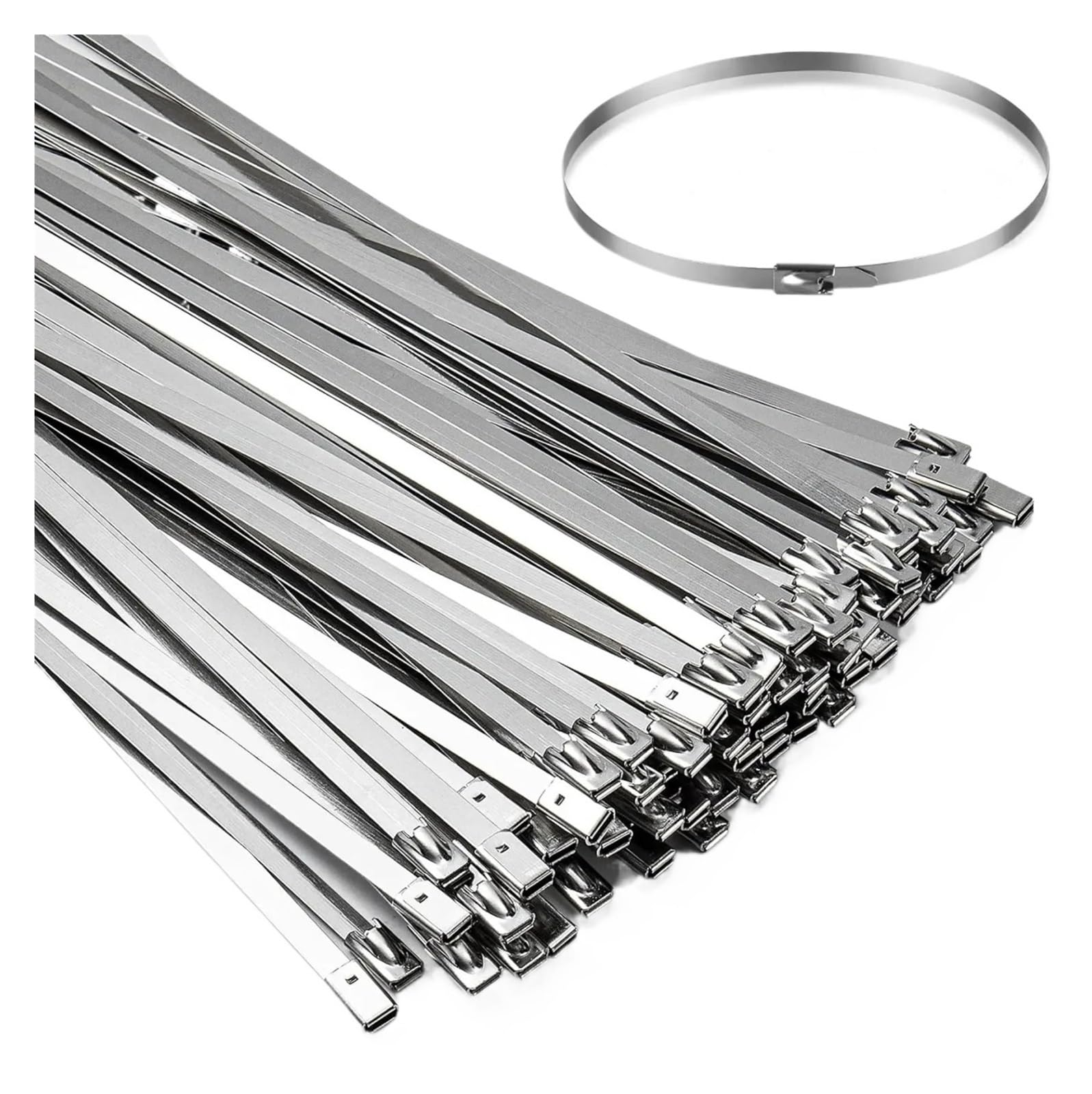 Jfnklfg 4.6X150mm Metal Cable Ties Stainless Steel Cable Ties Multi-Purpose Heavy Duty Self-Locking Fence Metal Zip Tie 4.6Mm Wide Fastening Ring Strap(,20Pcs)