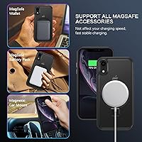 Vista 4 de DUEDUE Funda magnética para iPhone XR con soporte de anillo [compatible con Magsafe], funda protectora de cuerpo completo, delgada, a prueba de Negro