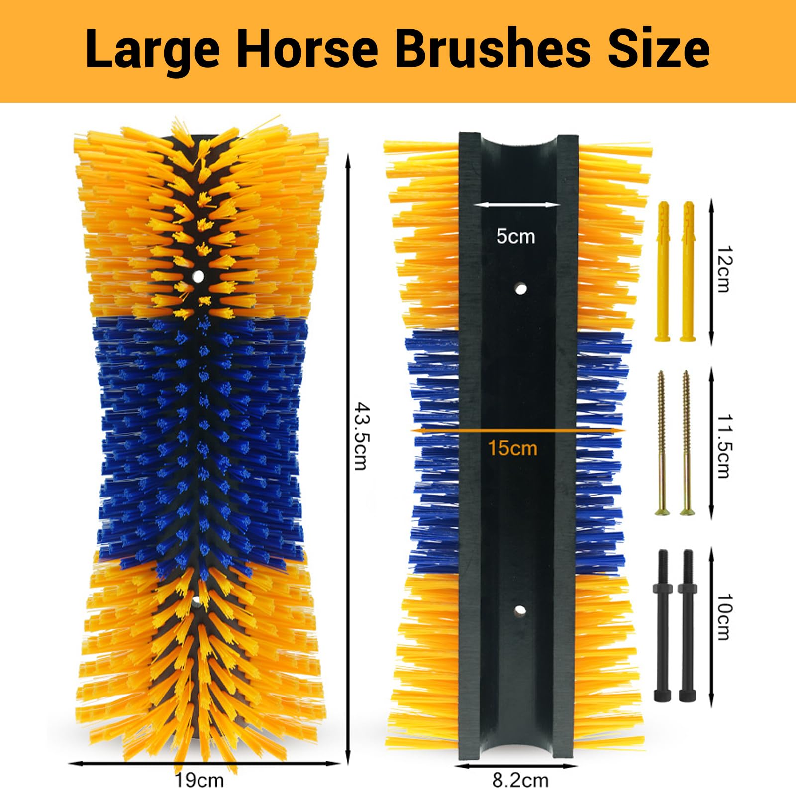 Lot de 2 brosses à gratter pour cheval, vache, cheval, demi-cercle, brosse de toilettage complet avec vis, pour chèvres, bovins, vaches, moutons, chevaux, porcs et autres animaux de ferme pour gratter
