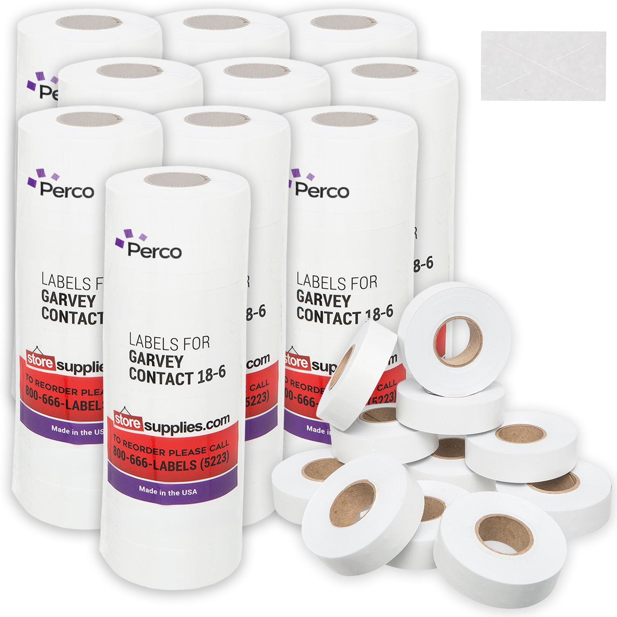 1812 White Pricing Labels for Garvey 18-6 One Line Price Gun – 10 Sleeves – 140,000 Price Marking Labels