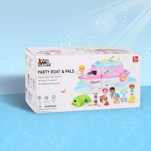 Miniatura 8 de iPlay, iLearn Juego de casa de muñecas para niñas de 3 a 4 años, juego de juguete de barco con muñecas pequeñas, casa de juegos de simulación para