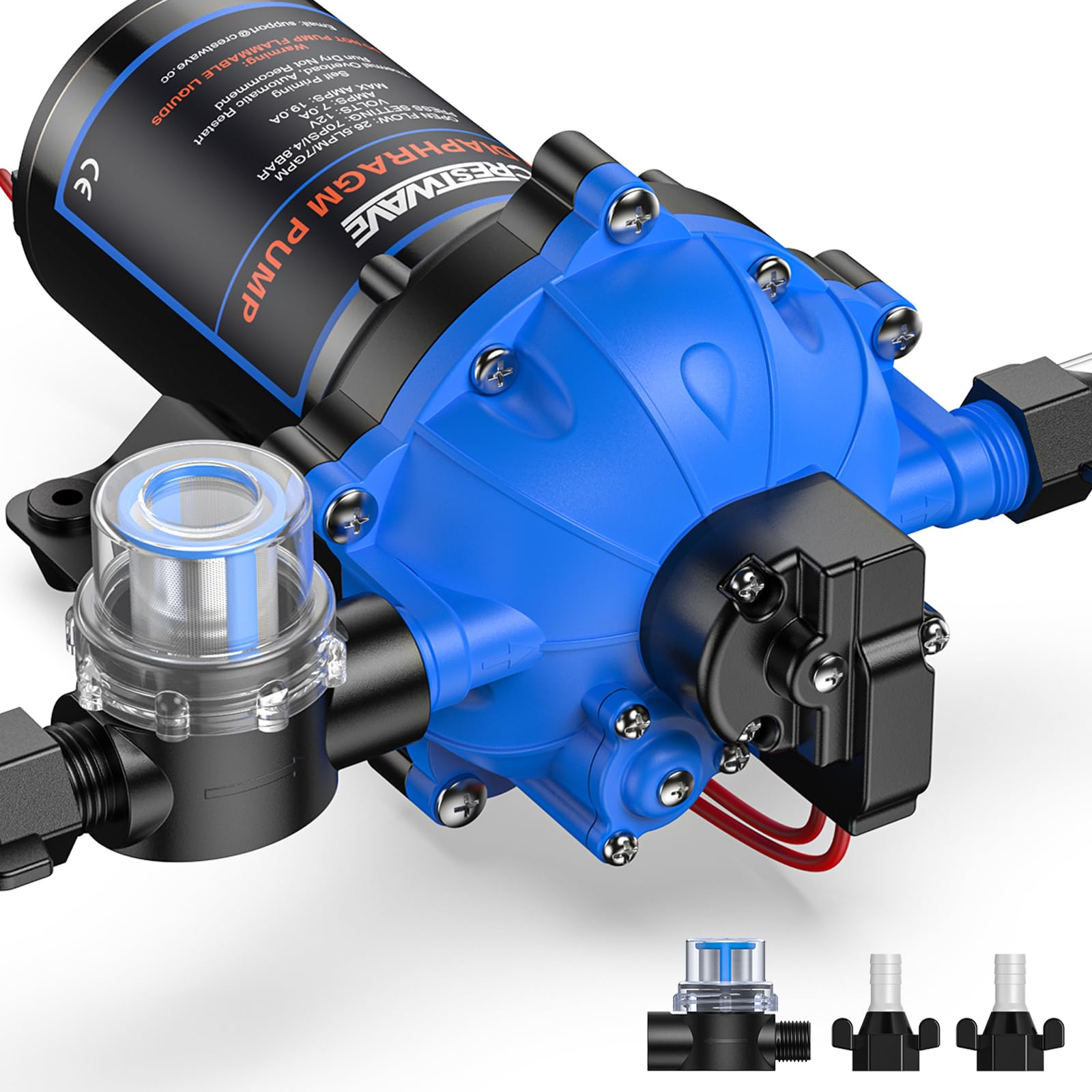 Amazon.com: CrestWave 12V RV Water Pump, 7.0GPM 70PSI Diaphragm