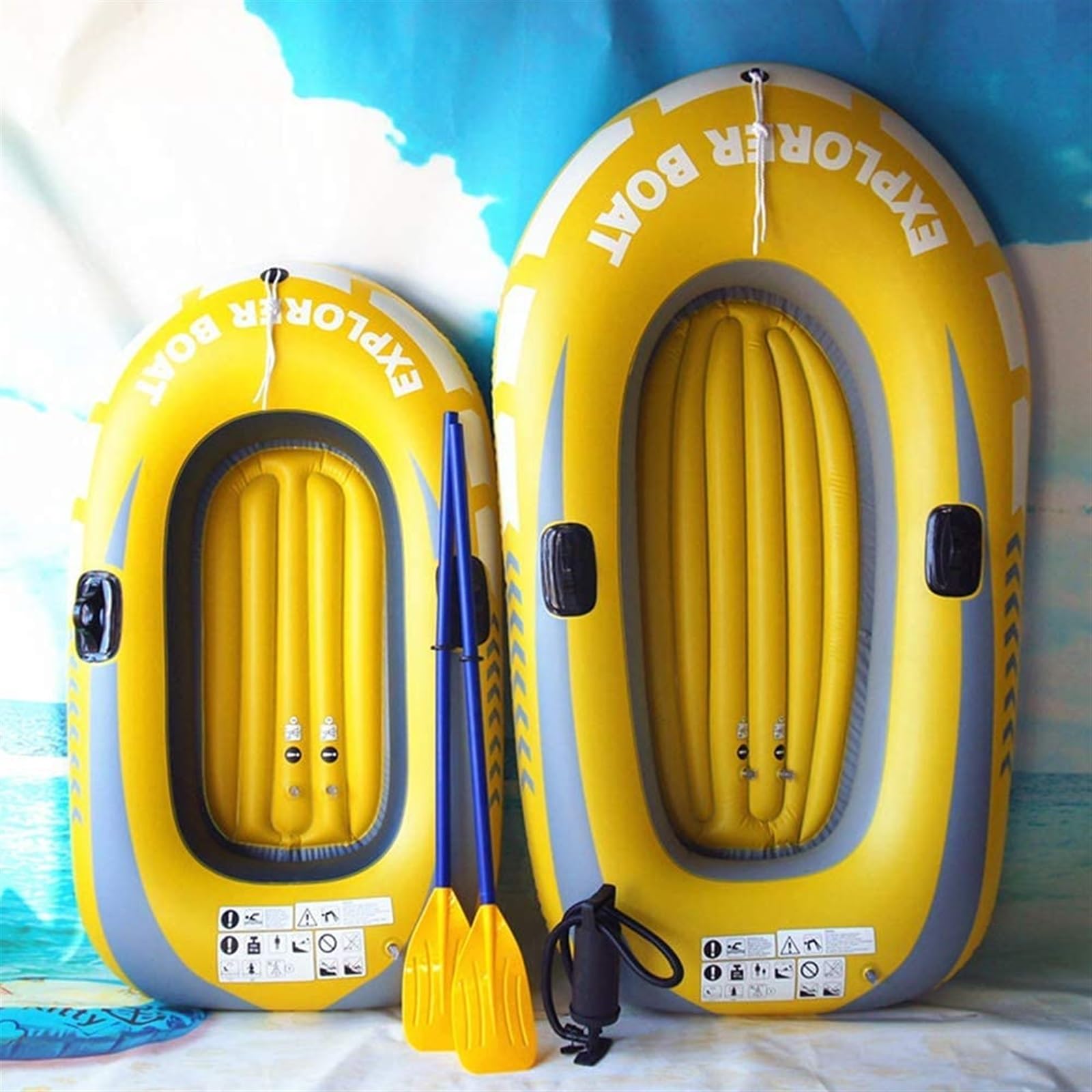 Schlauchboot, Doppelkajak mit Paddel + Pumpe, Wassersport-Schlauchboot-Set, Driftboot, Doppel-Schlauchboot, Sport