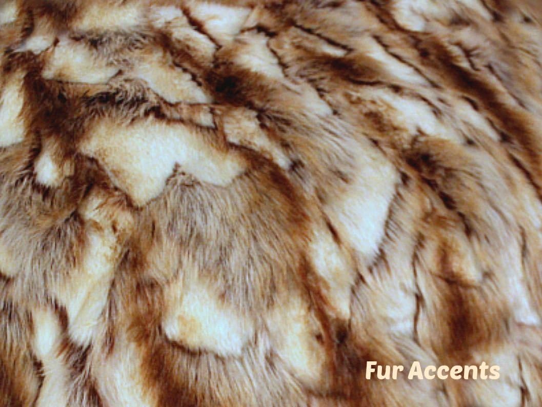 Fur Accents Faux Fur Throw Blanket Brown and Cream Exotic Rabbit with Silky Soft Minky Fur Lining 4'x5'