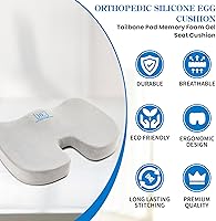 Vista 8 de Divine Comfort Cojín de asiento de espuma viscoelástica mejorada de gel, cojín de coxis de gel de control climático para aliviar el dolor de coxis