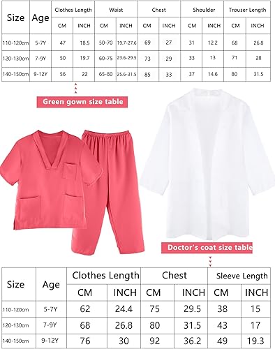 Miniatura 7 de Puteraya Conjunto de disfraz de médico quirúrgico para niños, uniforme con estetoscopio, juguetes para niños y niñas, disfraz de Halloween, cosplay