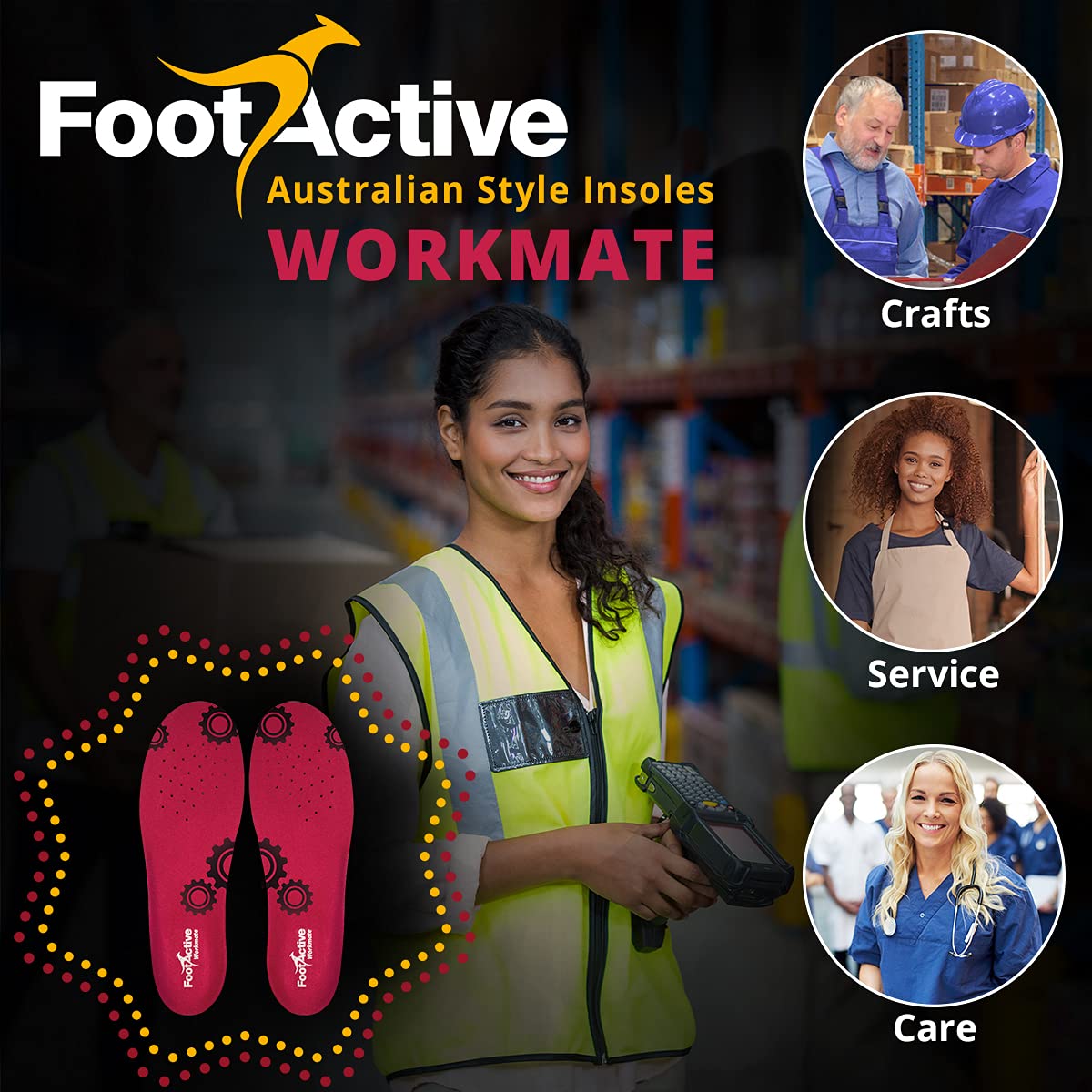 FootActive WORKMATE – idealny na co dzień i do pracy – chroni stopy na twardych powierzchniach, czerwony - czerwony - 39 - 41 (Small)