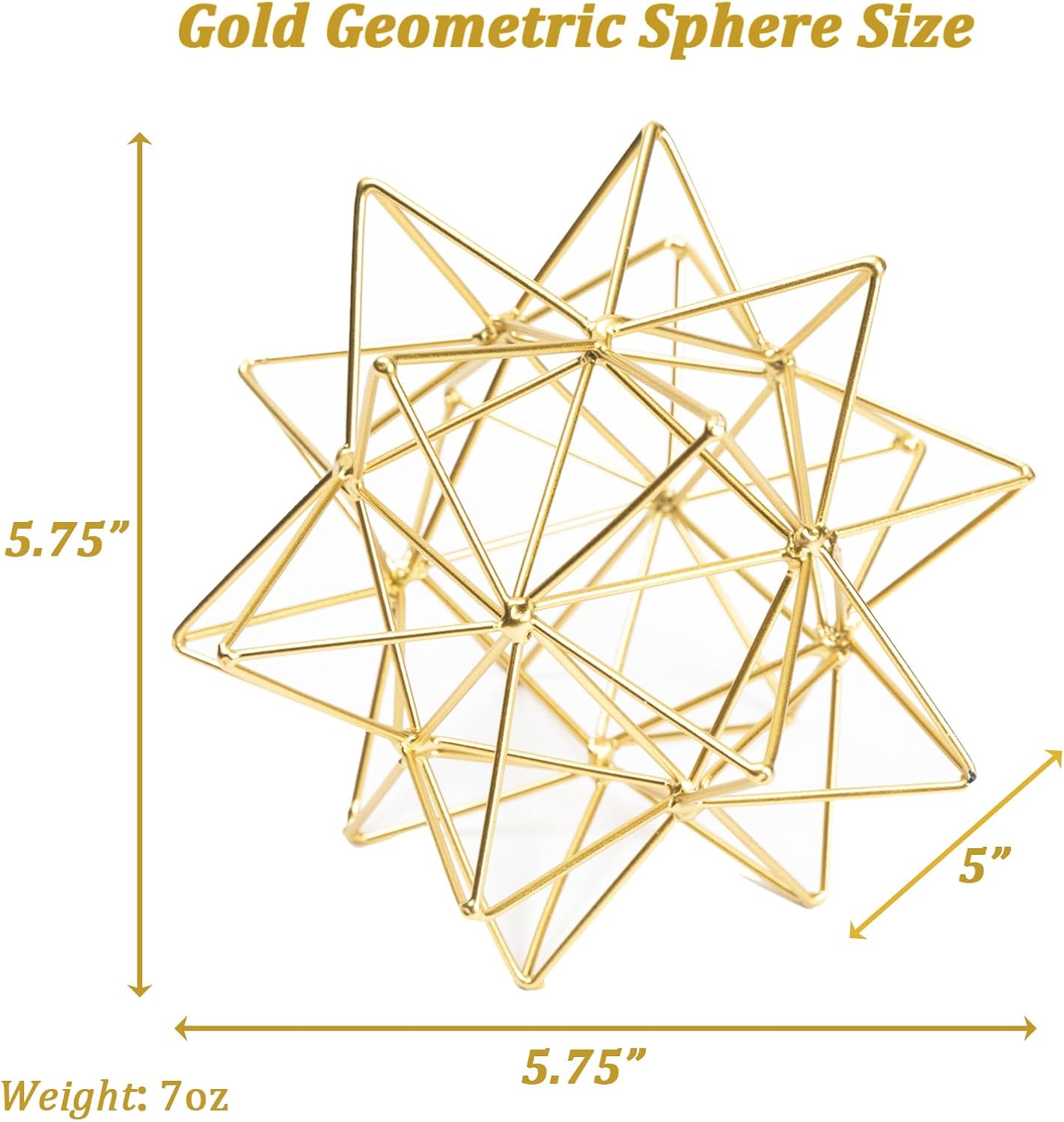 3D Gold Decorative Sphere, Metal Geometric Tabletop Decoration