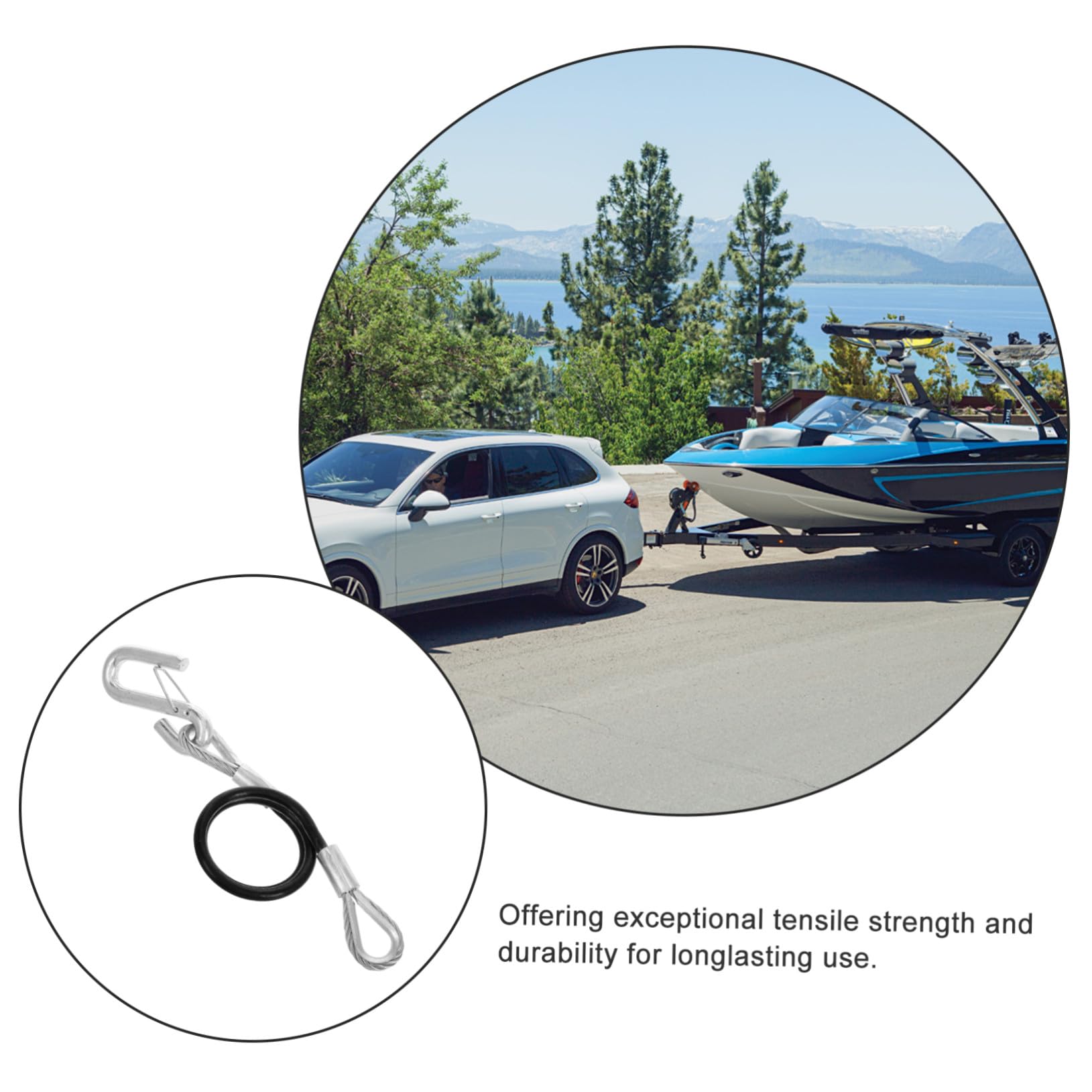 LIFKOME Abspannseil Anhänger Tragfähigkeit Federstahlseil Abschleppseil mit Haken Robuste Zugkabel Sicherungsseil für Bootsanhänger und Schwere Anhänger Langlebiges Towing Safety Cable