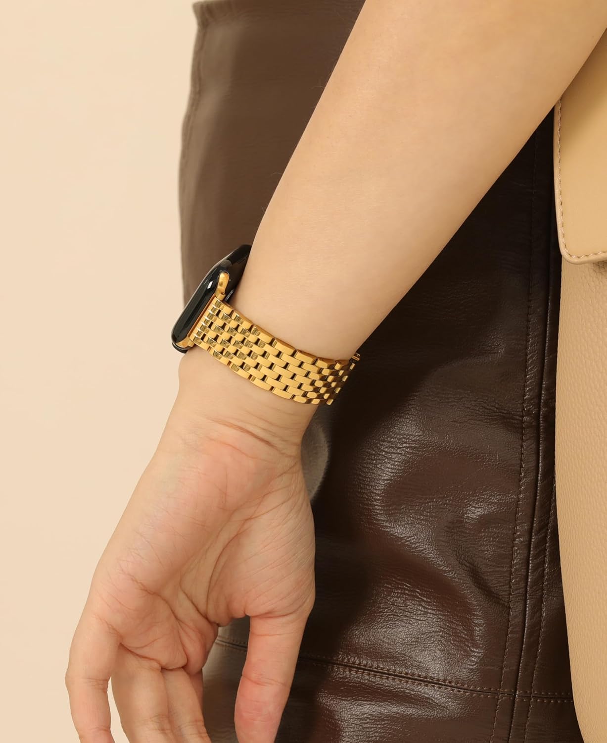 Seven-link Watch Band for Apple Watch Series 11, 10, 9, 8, 7, 6, 5, 4, 3, 2, 1 and SE 3/2/1 for Women, Dressy Stainless Steel Metal Band for Apple Watch 40mm 41mm 42mm 38mm 44mm 45mm 46mm for iWatch - Image 3