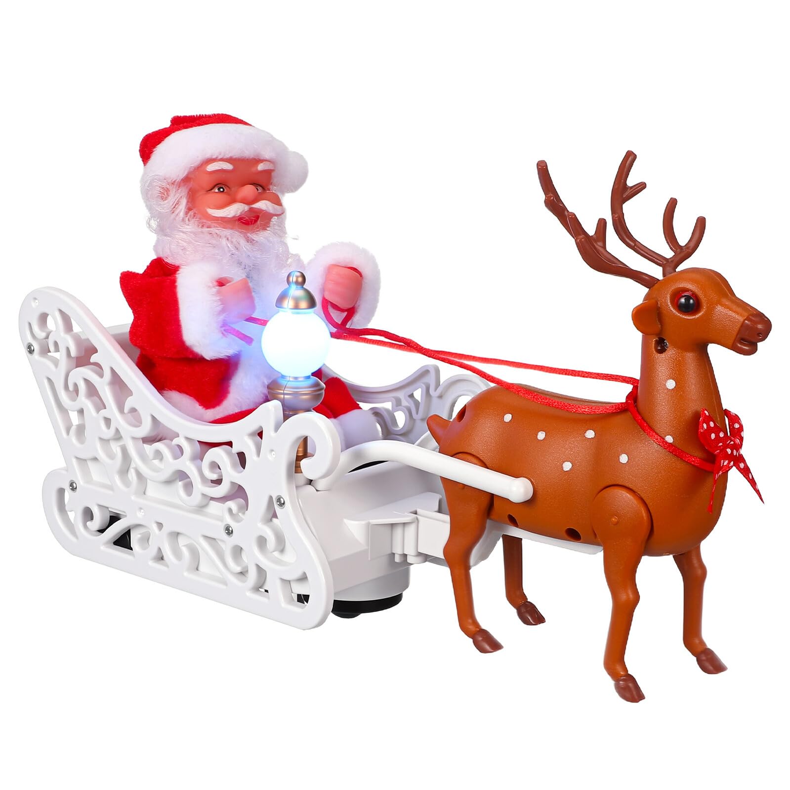 Decorazione Natalizia Babbo Natale Renna Elettrico Statuetta da Tavolo per Feste di Natale Ornamento Creativo Resistente per