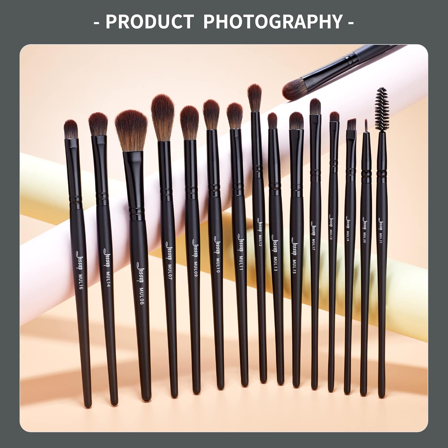 Jessup Eye Brushes Set, Vegan Makeup Brushes with Concealer Powder Eyeshadow Blending Eyeliner Spoolie Brush, 16pcs Premium Synthetic Black Cosmetic Brush T272 - Image 8