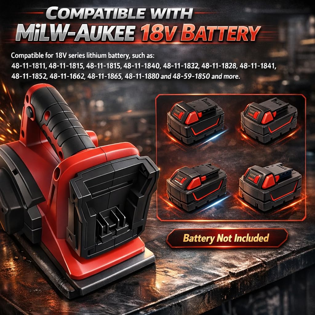 Pialla senza fili compatibile con batteria Milwaukee da 18 V, 3200 giri/min, profondità regolabile da 0 a 2 mm, per mobili per la lavorazione del legno fai da te (senza batteria)