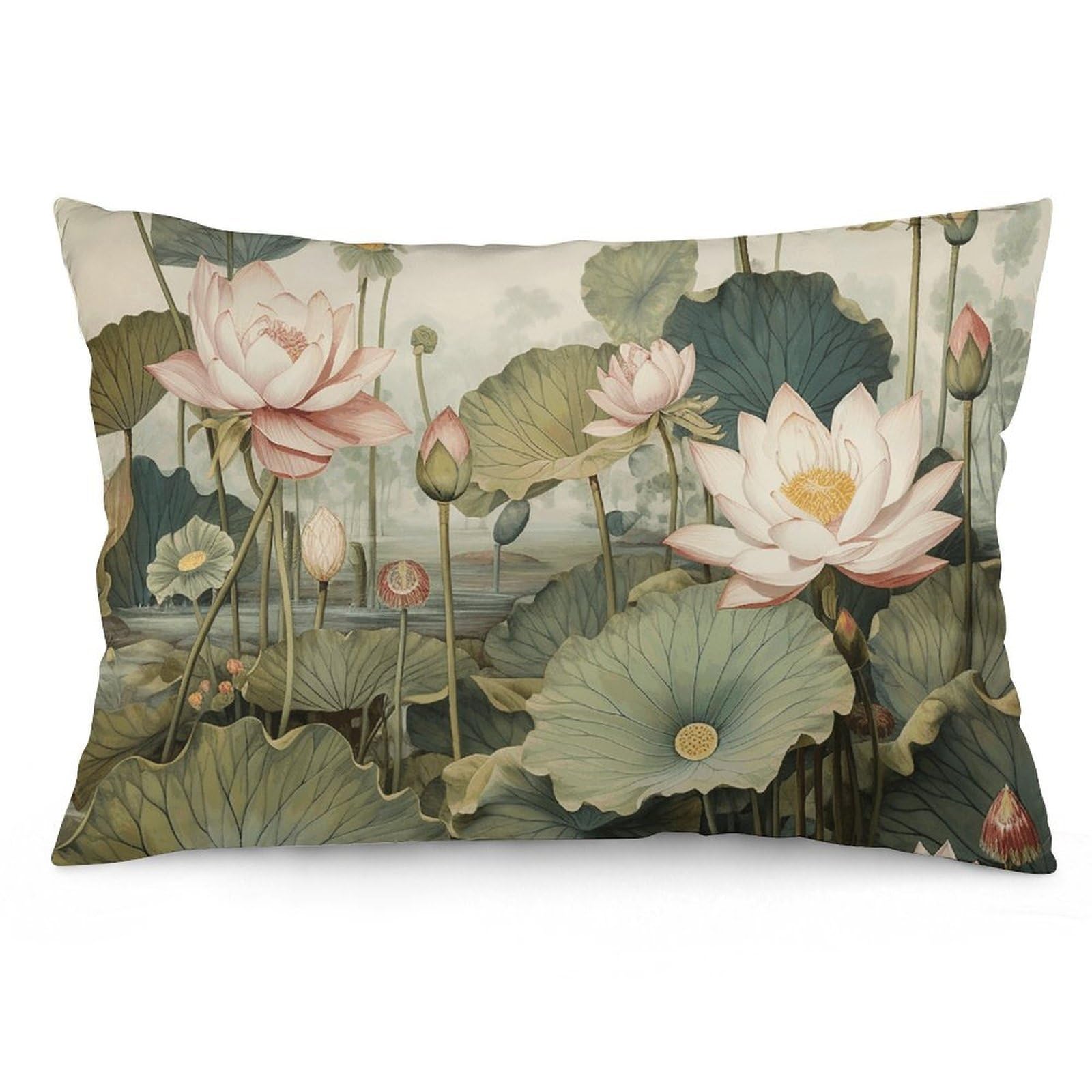 2 Pack Pillow Cases for Hair and Skin, Soft Breathable Pillow Case Covers with Hidden Zipper, Hand Drawn Flower Pillowcase 12 "x20 Pillow Covers for Sleeping Gift
