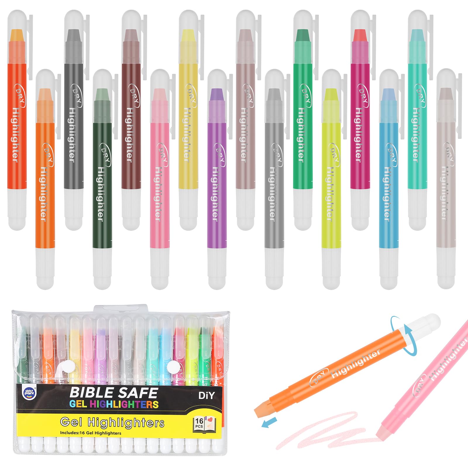 16er Bibel Marker Set - Gel Highlighter in 16 Farben ohne Durchdrücken für Bibelstudium & Notizen