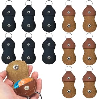12 PACK Leather Guitar Pick Holder Keychain,Guitar Pick Holder Case Bag,Guitar Key Cases Bag Gift for Guitar Players