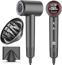 Seche Cheveux Professionnel avec Diffuseur, Sèche Cheveux Ionique, Seche Cheveux à 400 Millions Plasma, Moteur sans Balais de 110 000 tr/min pour un Séchage Rapide, 57 dB à Faible Bruit pour Voyage