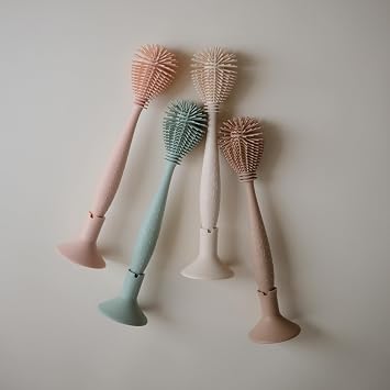 mushie Baby Bottle Brush | Soft Silicone with Suction Base (Natural)