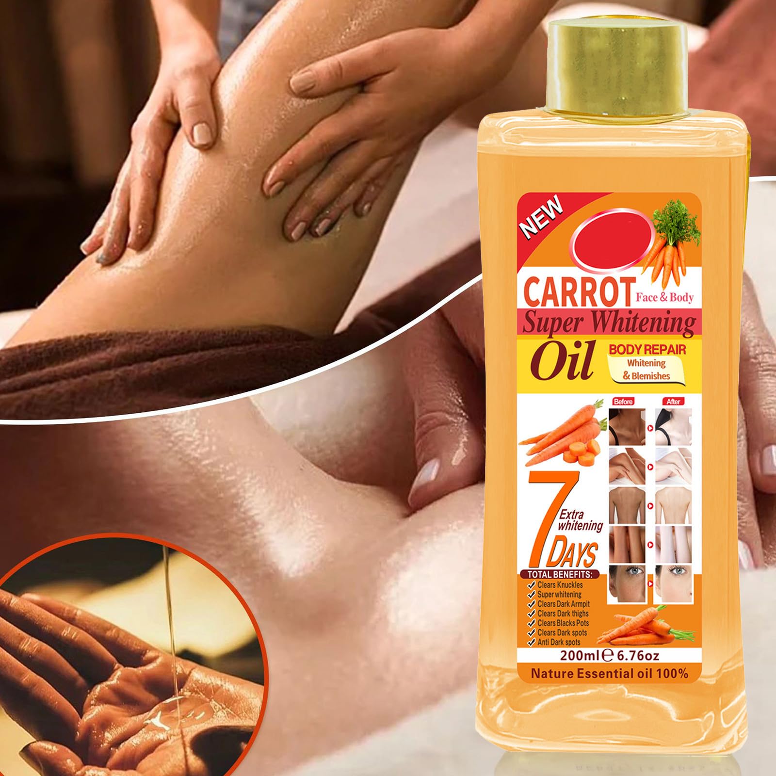 Huile Visage/Corps VEETGOLD Turmeric Ultra Éclaircissante - 100 Ml - Nourrissante, Hydratante - Neuf
