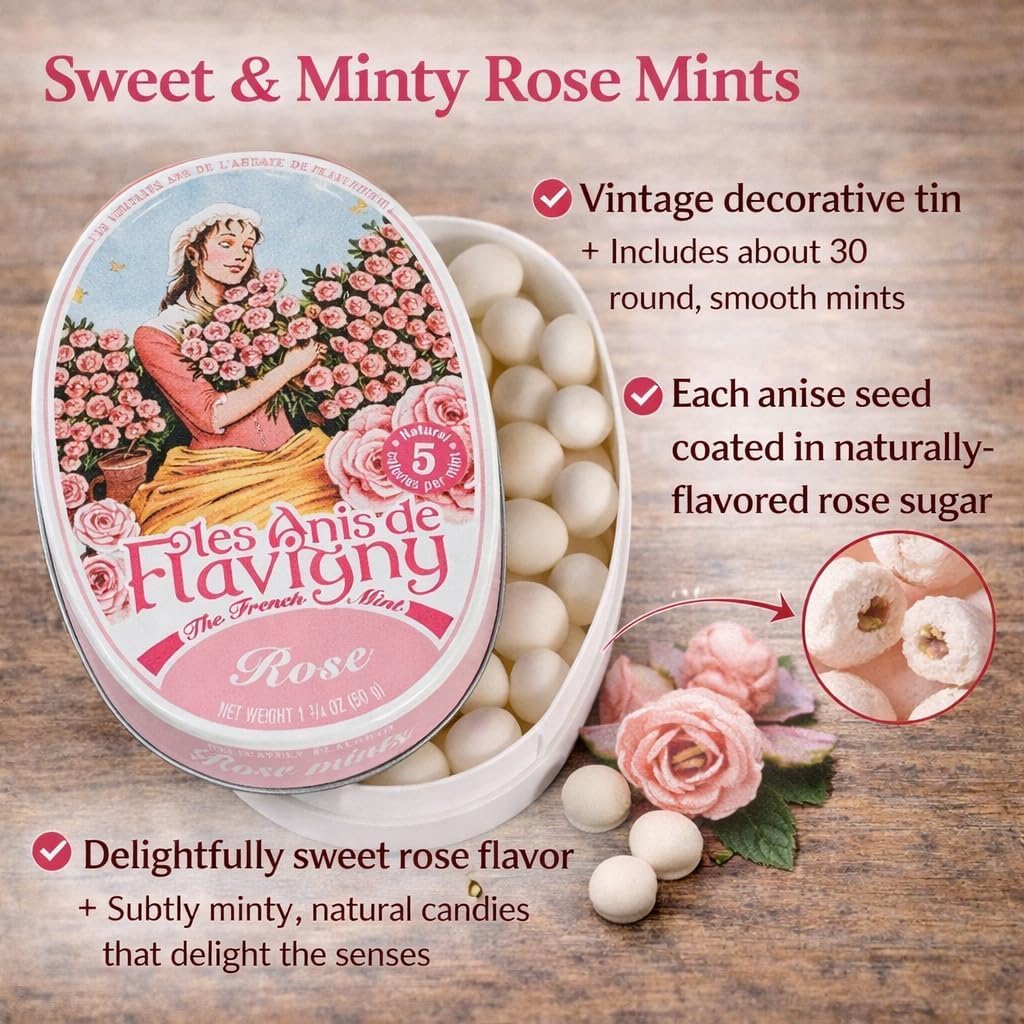 Amazon.com : Les Anis de Flavigny French Mints Candy – Rose Flavor