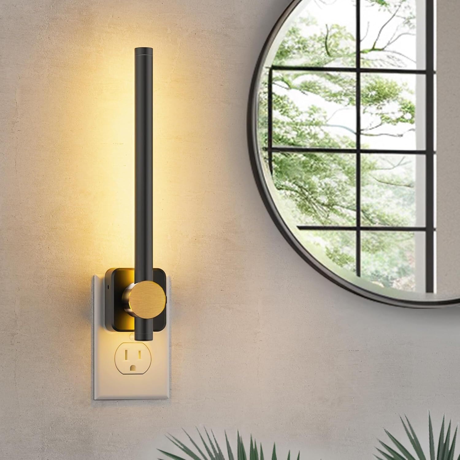 Lampki nocne LED podłączane do gniazdka ściennego, 0-200 lm, czujnik zmierzchu do świtu, 2 W, ściemnialne, miękka biel 3000 K, standard amerykański, nowoczesne oświetlenie do lustrzanej toalety