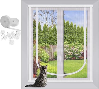 Cat Window Screen, MYPIN 39X47  Pets Protection Window Guard with Bilateral Zipper, Prevent Cats Jumping Out From Window, Bedroom, Living Room, Kitchen Patio Door S