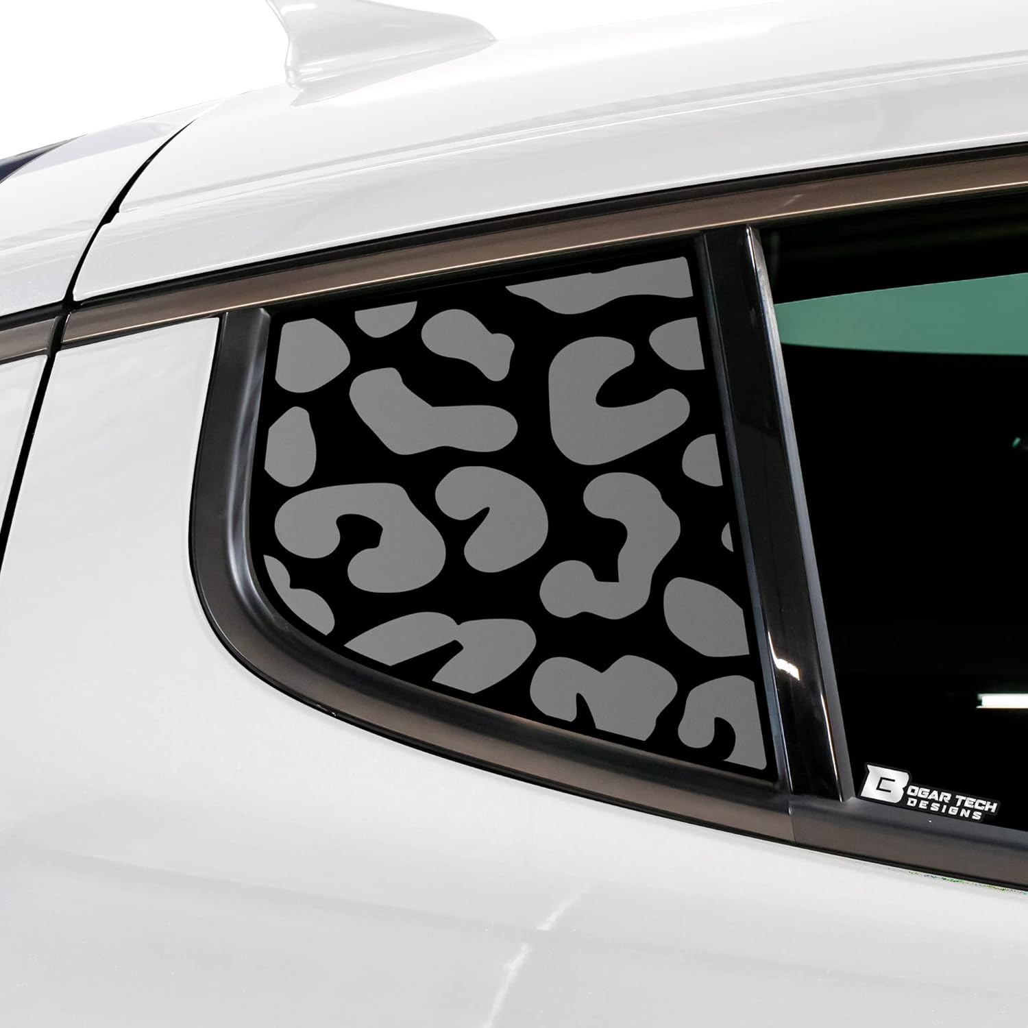 BOGAR TECH DESIGNS Precut Quarter Window Heart Print Vinyl Decal Stickers Compatible with Kia Stinger GT 2018-2023, Matte Black