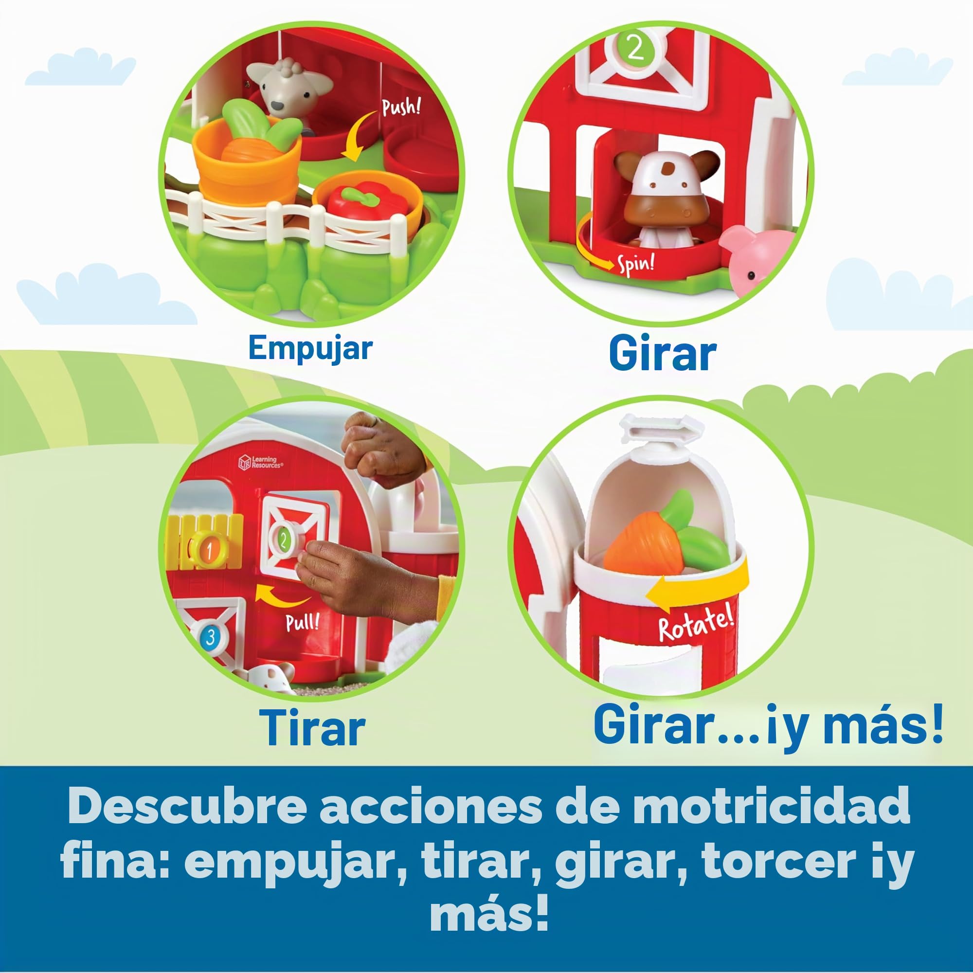 Learning Resources, Juego de Granja de Aprendizaje Peekaboo, Mayores de 18 Meses, Juguetes de Granja para niños pequeños, Juego de imaginación, Juguetes para niño o niña de 2 años