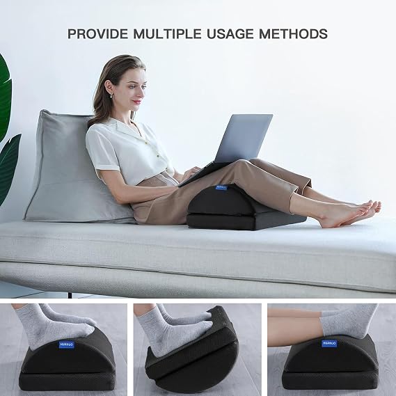 HUANUO Footrest with Memory Foam, Foot Rest Under Desk at Work, Adjustable Desk Footrest for Office Chair, Ergonomic Foot Stool for Office, Home, Travel