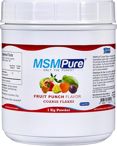 Miniatura 74 de KALA HEALTH MSMPure - Escamas de polvo MSM grueso con sabor a melocotón de frambuesa, MSM de origen estadounidense para la salud