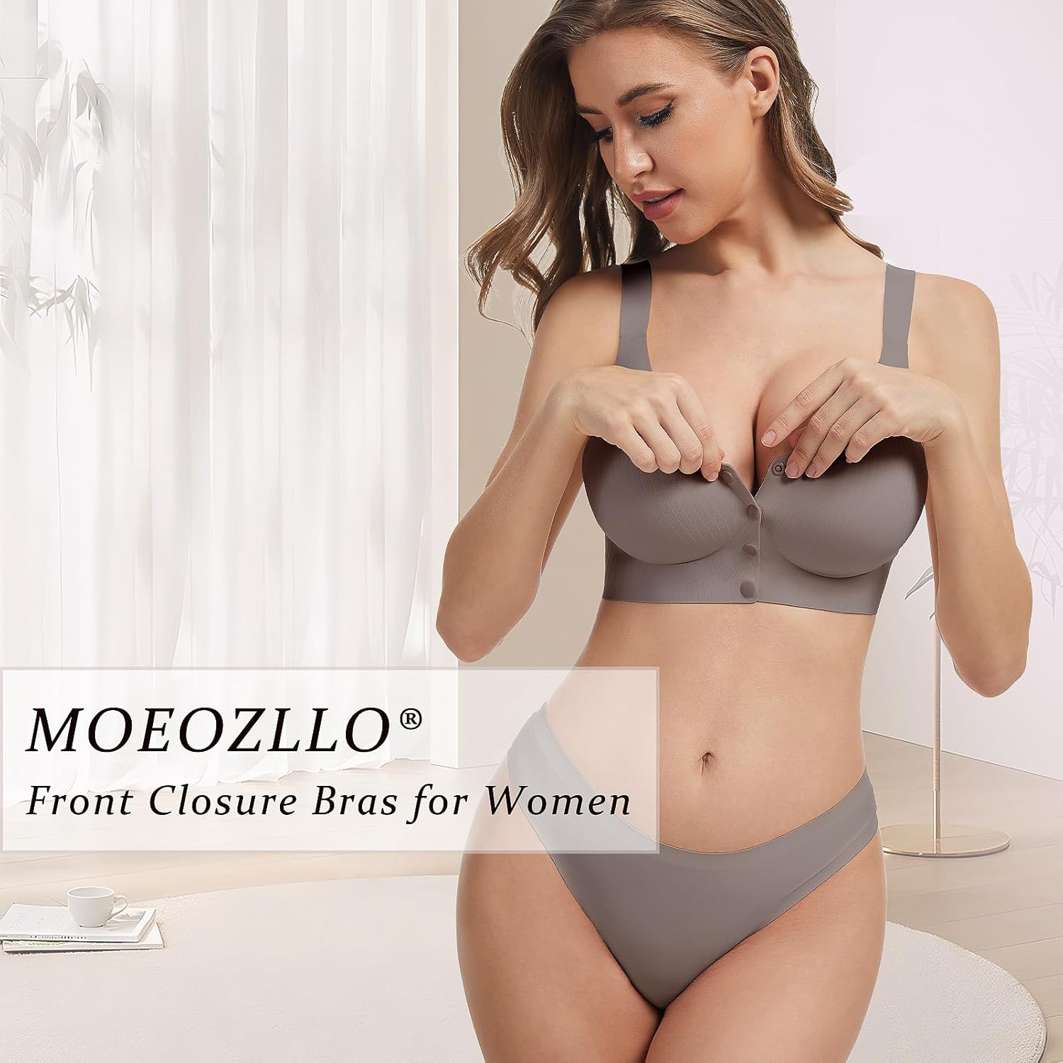 Front Closure Bras for Women No Underwire Padded Wireless Comfort Full Coverage Bra Seamless Mastectomy Bras - Image 2