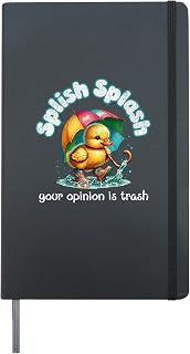 Your Opinion Is Trash Funny Duck Umbrella Rain Boots Quote Hardcover Journal, Black