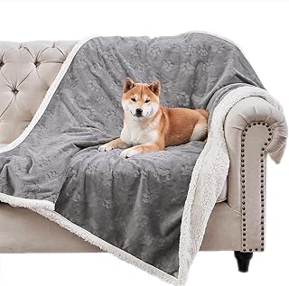 Dog Blankets for Small Dogs - Waterproof Cat Blanket Washable - Sherpa Fleece Puppy Blanket, Soft Plush Reversible Throw Protector for Bed Couch Car Sofa, 30"X40", Grey