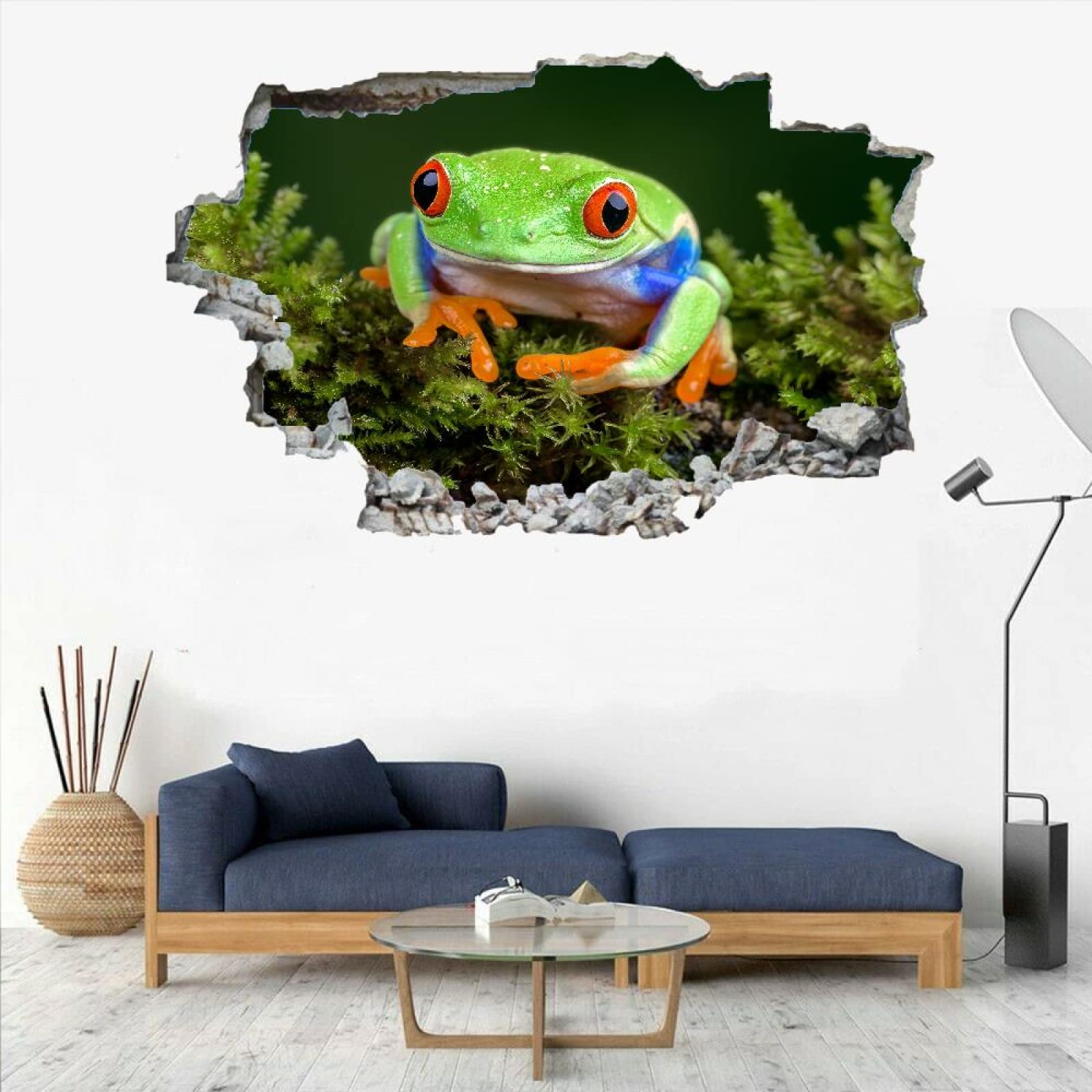 Rana Adesivi Decorativi Da Parete 3D, Pianta Decalcomanie Per Pavimenti In Vinile Impermeabile Rimovibili Art, Animale Fracassate Per Bambini Camera Da Letto Nursery Home Wall Décor 80x120cm