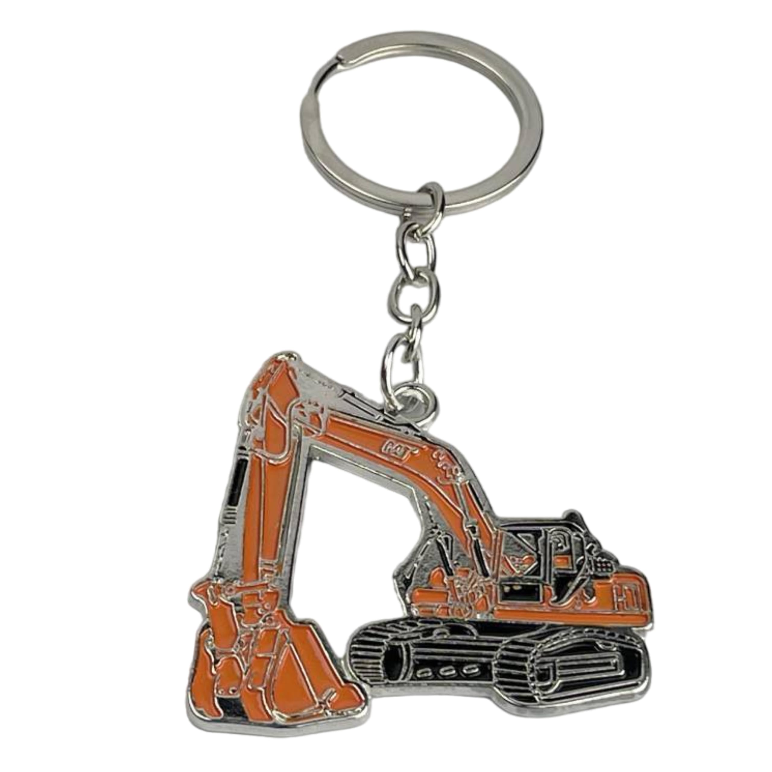 Mundo Llavero Unisex Grey Work Orange Excavator Keyring - Excavator Keyrings With Orange Shovel Or Saucepan - Key Accessory For Workers Lovers, Excavators, Constructions…- Keychain For Men And Women, One Size